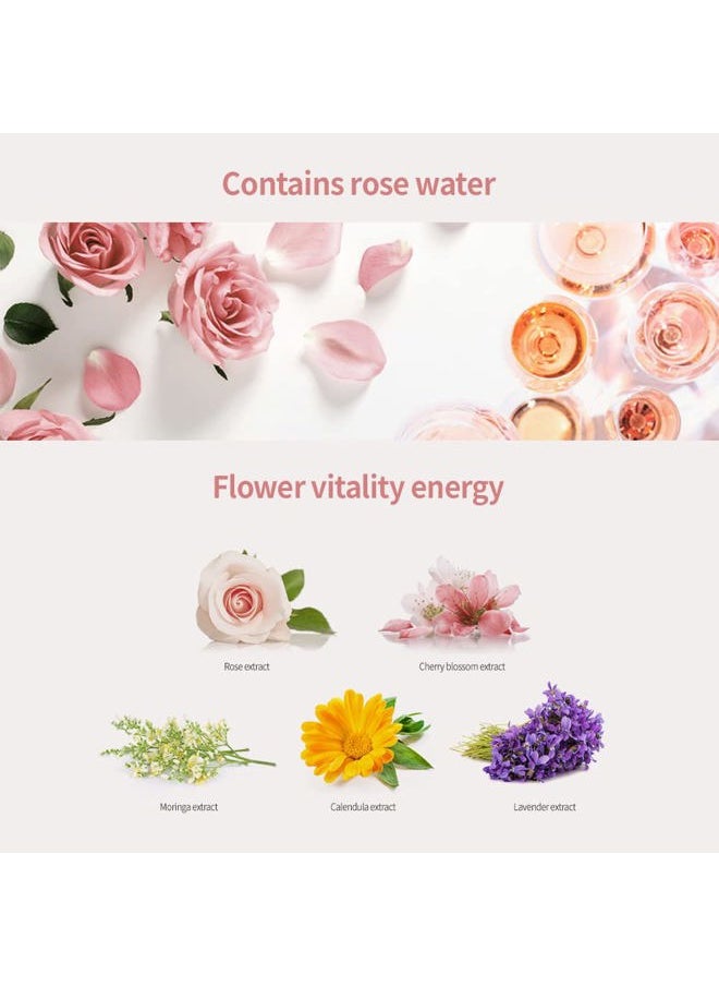 Glow Luminous Flower Firming Mask Rose - Korean Skincare Facial Mask - Nutrition Moisturizing -rosewater 3 types of flower extracts - 10 sheets for all skin types (11. Flower-Rose)