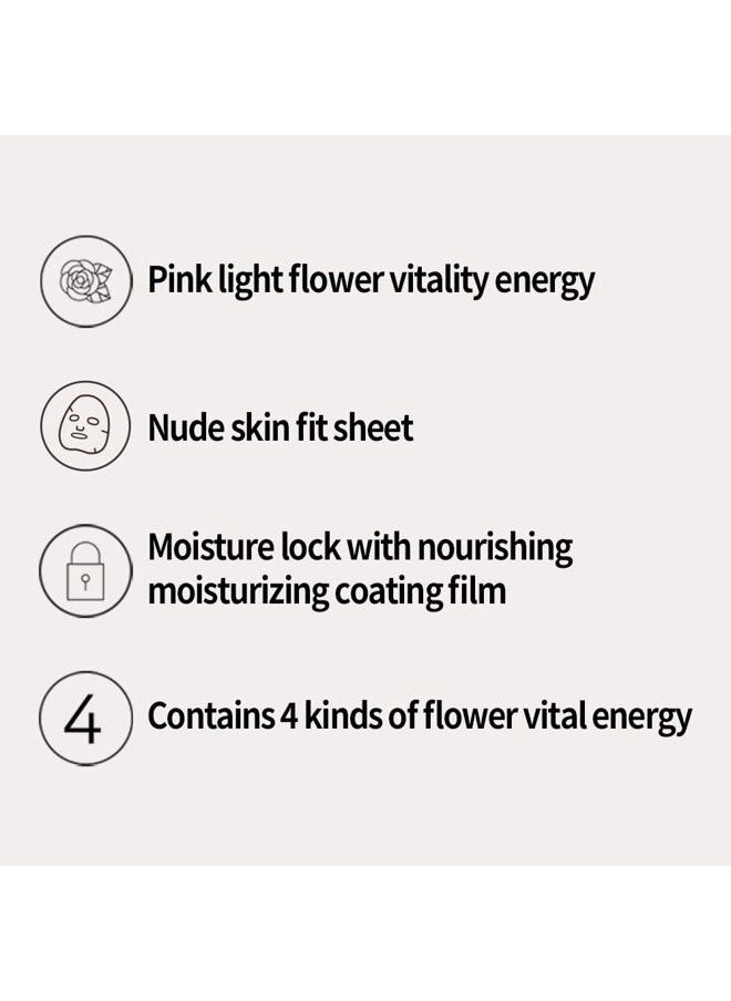 Glow Luminous Flower Firming Mask Rose - Korean Skincare Facial Mask - Nutrition Moisturizing -rosewater 3 types of flower extracts - 10 sheets for all skin types (11. Flower-Rose)