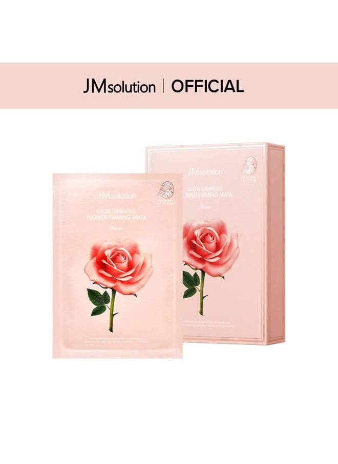 Glow Luminous Flower Firming Mask Rose - Korean Skincare Facial Mask - Nutrition Moisturizing -rosewater 3 types of flower extracts - 10 sheets for all skin types (11. Flower-Rose)