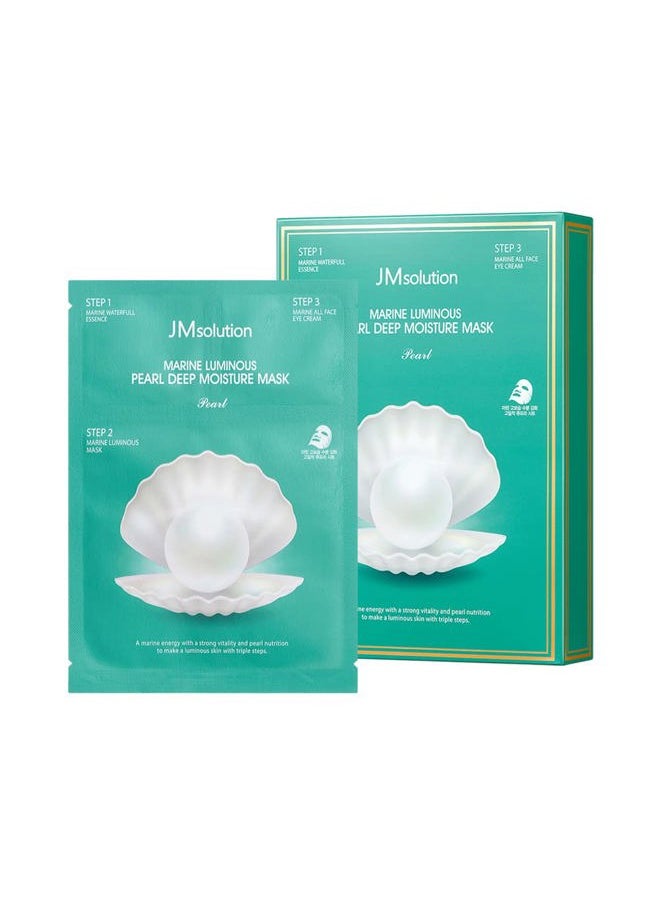 Marine Luminous Pearl Deep Moisture 3 Step Skin Care Facial Mask - Korean Skincare - boosting Brightening Moisturizing-10 Sheets for Dry Skin