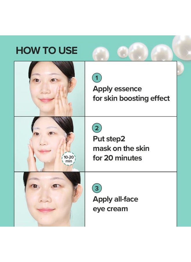 Marine Luminous Pearl Deep Moisture 3 Step Skin Care Facial Mask - Korean Skincare - boosting Brightening Moisturizing-10 Sheets for Dry Skin