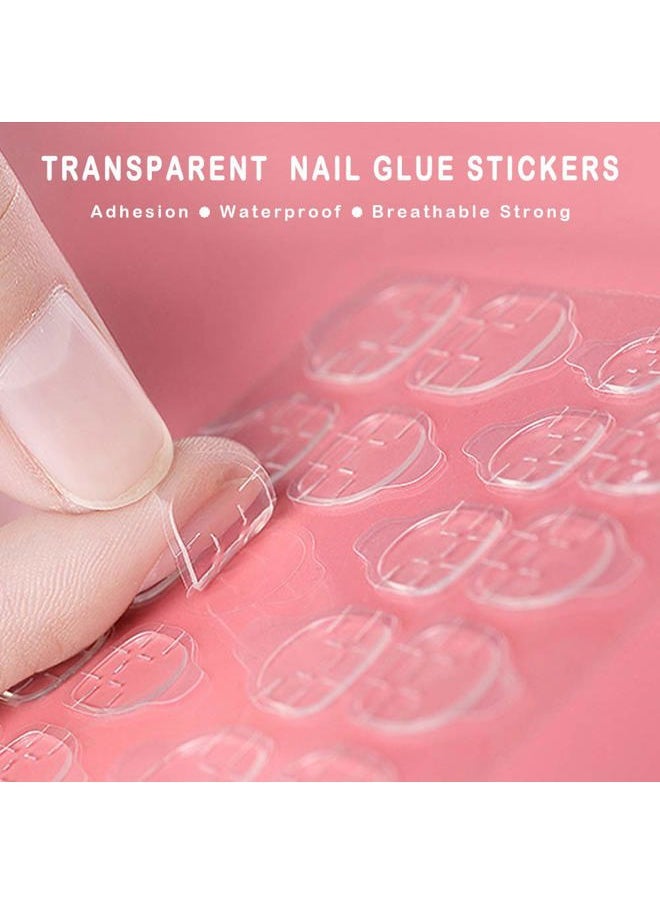 600 PCS Double Sided Glue Nail Adhesive Tabs, Breathable Transparent Fake Nail Glue Stickers, Flexible Adhesive Stickers for False Tips, Manicure Supplies (25 Sheets)