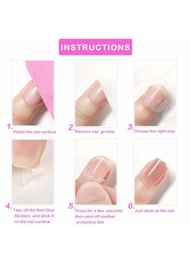 600 PCS Double Sided Glue Nail Adhesive Tabs, Breathable Transparent Fake Nail Glue Stickers, Flexible Adhesive Stickers for False Tips, Manicure Supplies (25 Sheets)