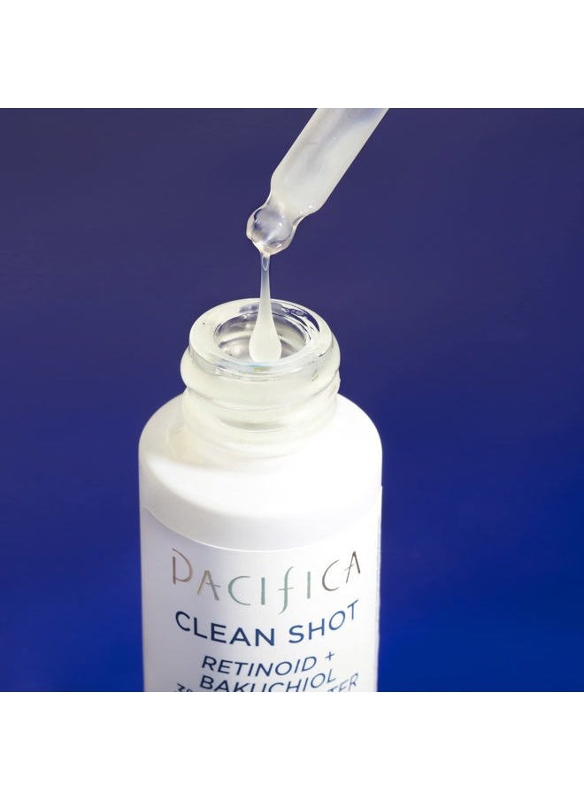Face Serum by Pacifica - Clean Shot Retinoid 3% Solution with Bakuchiol – Anti-Aging Facial Serum with Advanced Retinoid Complex for Fine Lines & Wrinkles, Vegan & Cruelty-Free, 0.8 oz