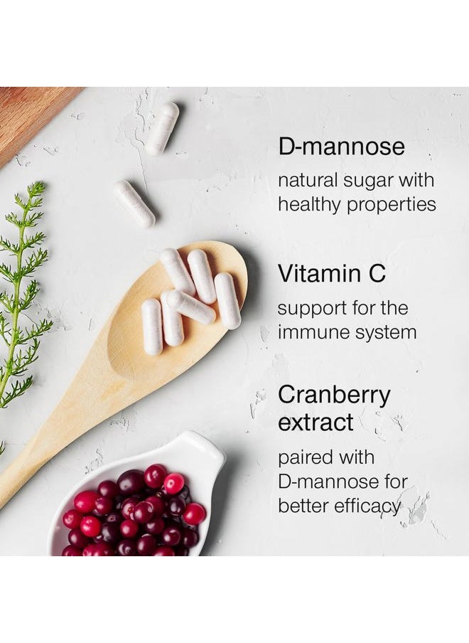 D-Mannose 1000mg Capsules - D Mannose with Cranberry Extract and Vitamin C - 60 Capsules 500mg High Strength - Urinary Tract Health for Women & Men - Vegan & Non-GMO - Fast-Acting Natural UTI Support