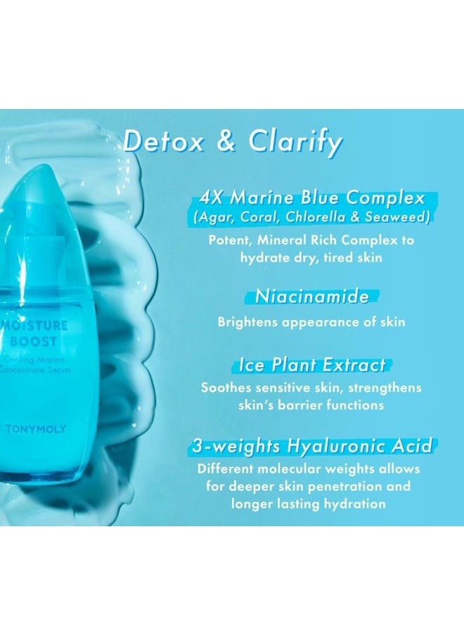 Moisture Boost Serum, Cooling Marine Concentrate with Chlorella & Seaweed, Hydrating, Mosturizer, 3 oz.