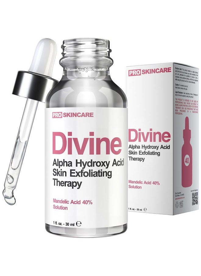 Mandelic Acid Facial Serum for Acne Scars, Folliculitis, Aging Skin, Ingrown Hairs, Dark Spots - Mandelic Acid Peel with 40% AHA Liquid Exfoliant, Professional Grade Chemical Peel