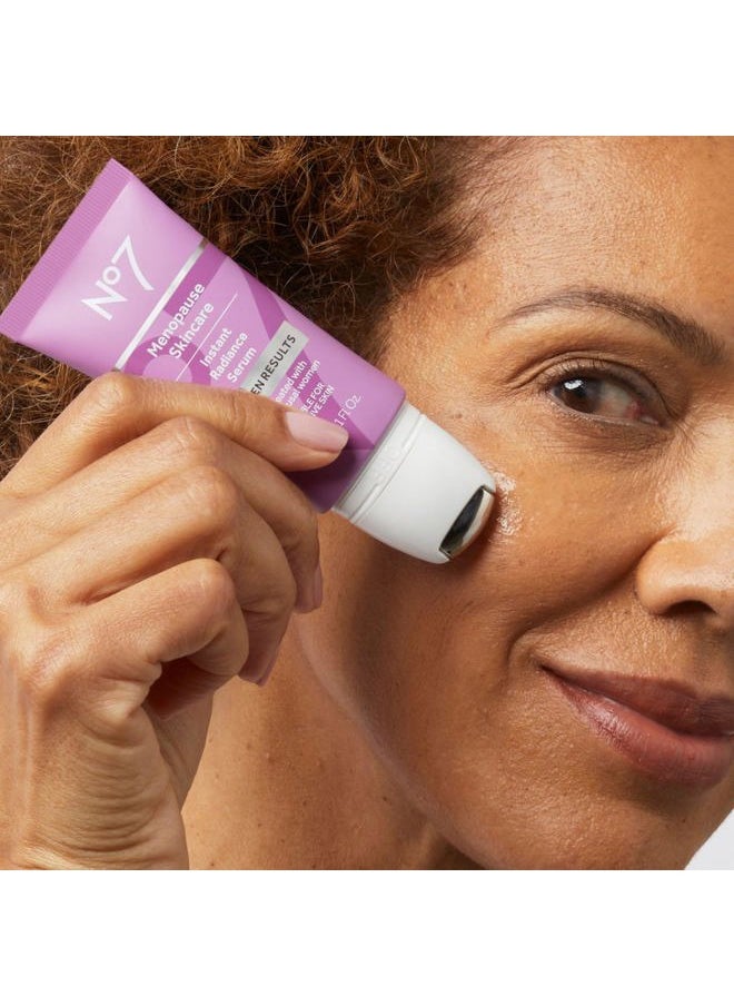 Menopause Skincare Instant Radiance Serum – Hydrating Facial Serum with Hyaluronic Acid + Collagen Peptides for Firmer, Healthier Looking Skin – With Cooling Applicator (30ml)