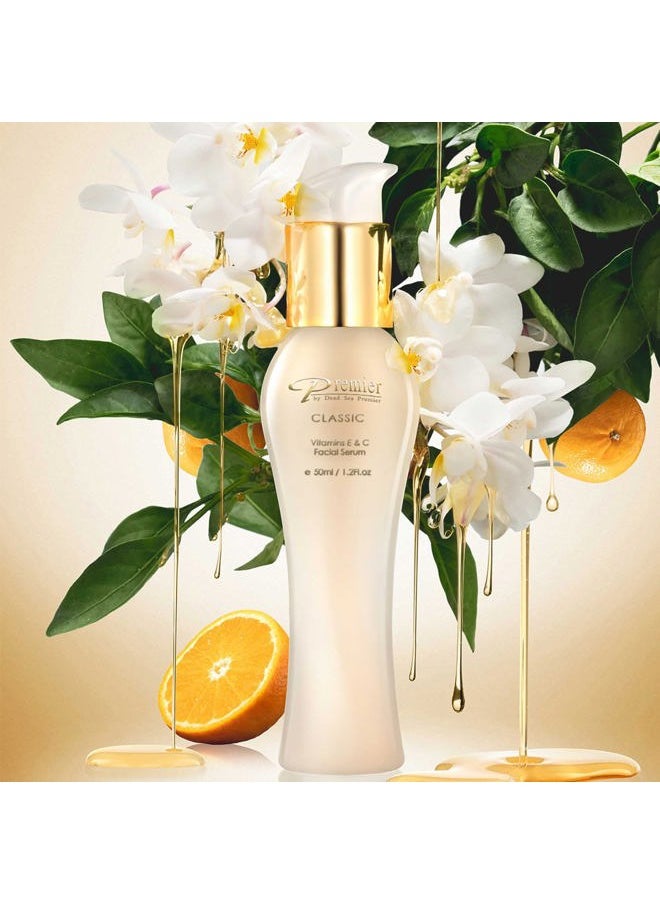 Premier Dead Sea Vitamin E & C facial serum, classic collection, Concentrated vitamin C serum for face, vitamin E oil, retinol, anti-aging serum, advanced skincare 1.7 Fl.oz