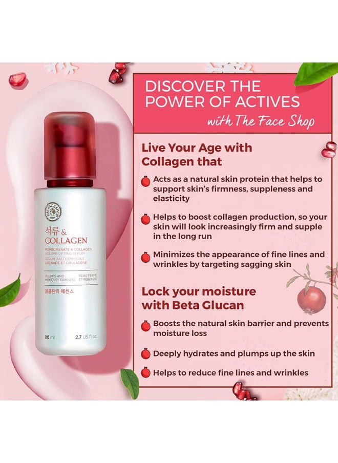 Pomegranate & Collagen Volume Lifting Serum - Helps Skin Look Firm & Supple - Reduces Fine Lines & Wrinkles - Improves Elasticity - Hydrating Lightweight Face Serum - Korean Skin Care