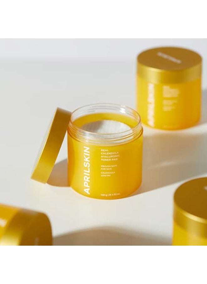 Calendula PHA Hyaluronic Toner Pads | Vegan, Cruelty Free | Exfoliating, refining pores & hydrating for dry, sensitive, acne-prone skin | 60 pads | No sulfates and artificial fragrance