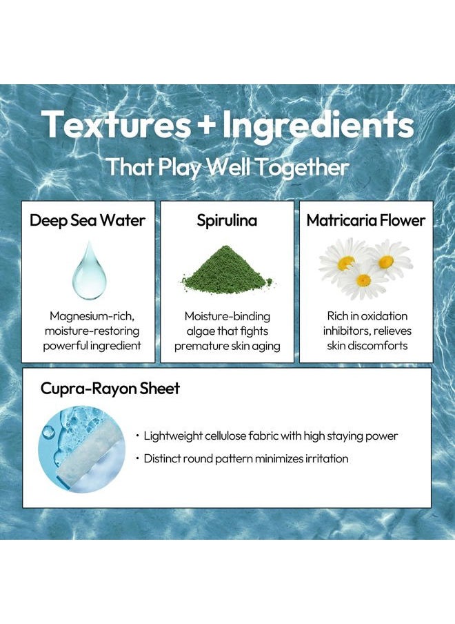 Aqua Sheet Mask, Hydrating Daily Face Mask with Seawater and Plankton Extract to Nourish Skin, Korean Beauty Favorite, 5-Pack