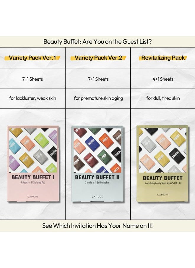 Daily Sheet Mask Variety Pack 7+1 (Version 1) Daily Face Masks - Hydrate, Clarify, Nourish, Exfoliate & Renew Skin, Korean Beauty Favorite (8 pack)
