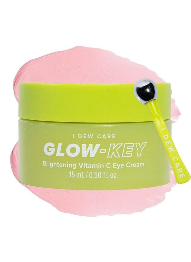 Vitamin C Eye Cream & Roller Set - Glow-Key | Korean Skin Care, Dark Circles Reducer, Treatment with Hyaluronic Acid, Niacinamide, Cooling Eye Stick Ball, Anti Wrinkle Serum, 0.50 FL Oz
