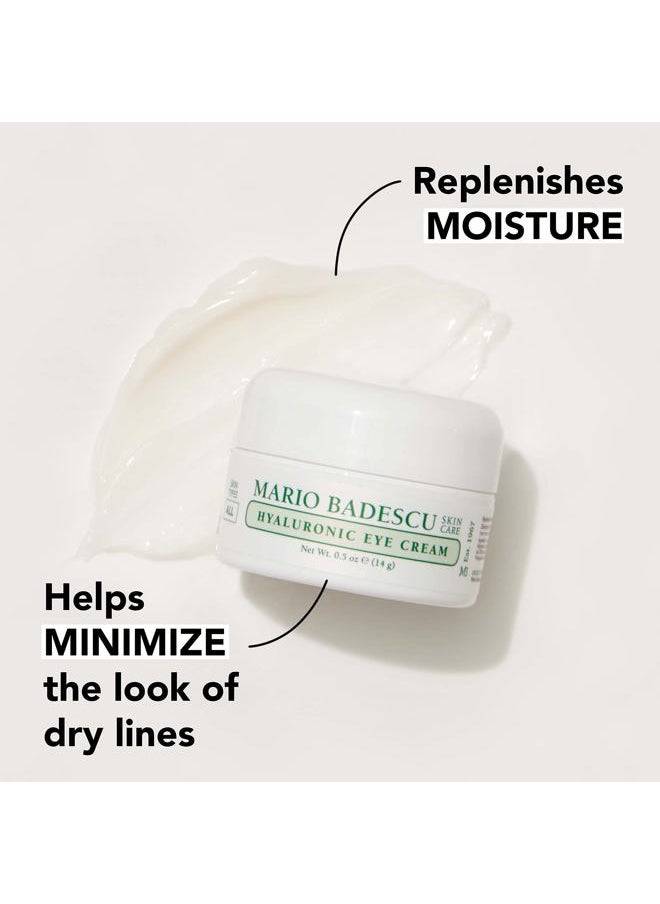 Hyaluronic Eye Cream Anti Aging for All Skin Types, Under Eye Cream for Dark Circles and Puffiness, Formulated with Hyaluronic Acid & Glycerin, 0.5 Ounce