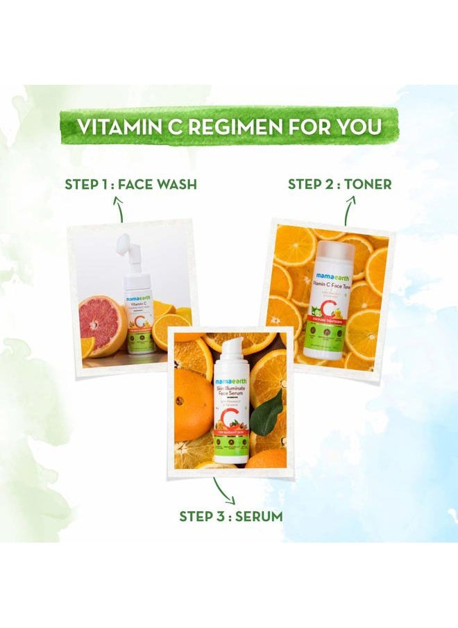 Mamaearth Vitamin C Skin Illuminate Face Serum | with Turmeric for Radiant Skin | Radiance Serum to Reduce Fine Lines & Wrinkles | No Paraben & Silicone | 1.01 Fl Oz/30ml