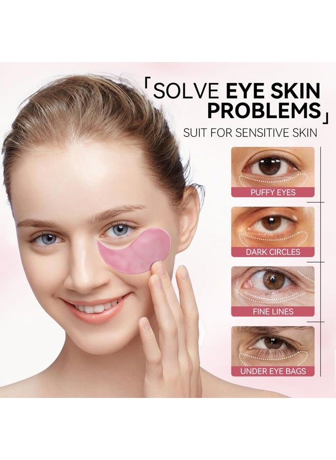 Pink Rose Eye Mask– 60 Pcs - Puffy Eyes and Dark Circles Treatments – Look Younger and Reduce Wrinkles and Fine Lines Undereye, Improve and Firm eye Skin - Pure Natural Material Extraction