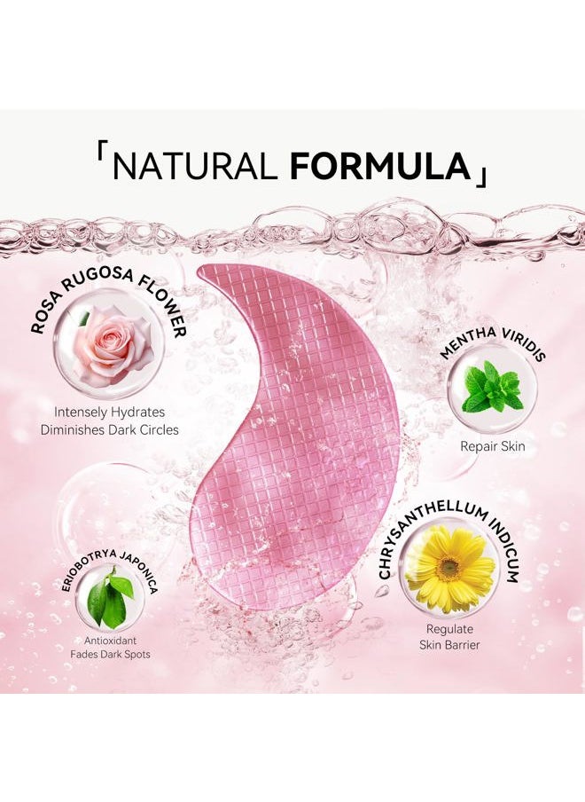 Pink Rose Eye Mask– 60 Pcs - Puffy Eyes and Dark Circles Treatments – Look Younger and Reduce Wrinkles and Fine Lines Undereye, Improve and Firm eye Skin - Pure Natural Material Extraction