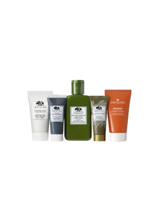 Best Sellers Set for Women - 5 Pc 1oz Checks Face Wash, 3.8oz Lotion, 0.5oz Clear Charcoal Face Mask,1.62oz Serum, 1.69oz Moisturizer