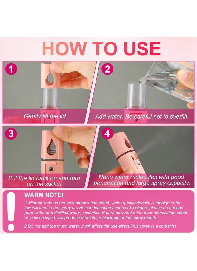 Nano Mist Sprayer Eyelash Extensions Mini Facial Steamer 20ml Portable Face Mister USB Handheld Facial Humidifier and 270 Degree Rotation Lash Mirror for Makeup Skin Care