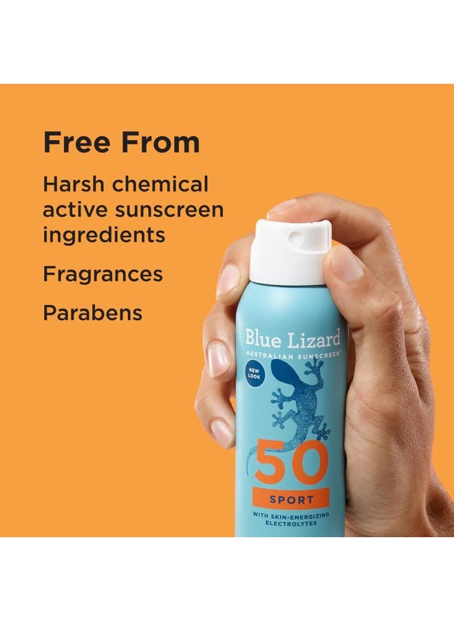 Sport Mineral Sunscreen Spray SPF 50+, Dermatologist-Recommended Brand, Broad-Spectrum UVA/UVB Protection, Water-Resistant, Zinc Oxide Formula, Vegan, 5 fl oz