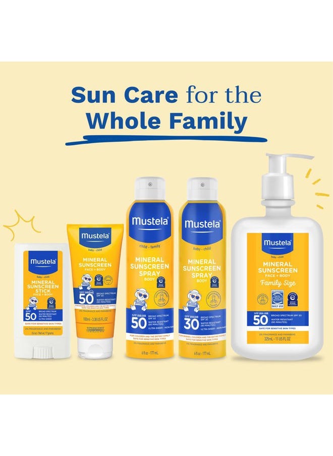 Baby Mineral Sunscreen Spray SPF 50 Broad Spectrum - Body Sun Spray for Sensitive Skin - Water Resistant & Fragrance Free - 6 fl.oz.