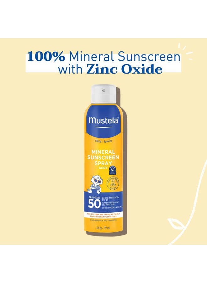Baby Mineral Sunscreen Spray SPF 50 Broad Spectrum - Body Sun Spray for Sensitive Skin - Water Resistant & Fragrance Free - 6 fl.oz.