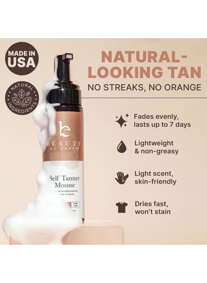 Self Tanner Mousse - USA Made with Natural & Organic Ingredients, Self Tanning Mousse for Dark Fake Tan, Sunless Tanner, Clear & Non Toxic Tanning Foam for Streak Free Finish, No Nasty Smell