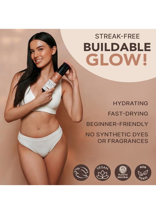 Self Tanner Mousse - USA Made with Natural & Organic Ingredients, Self Tanning Mousse for Dark Fake Tan, Sunless Tanner, Clear & Non Toxic Tanning Foam for Streak Free Finish, No Nasty Smell