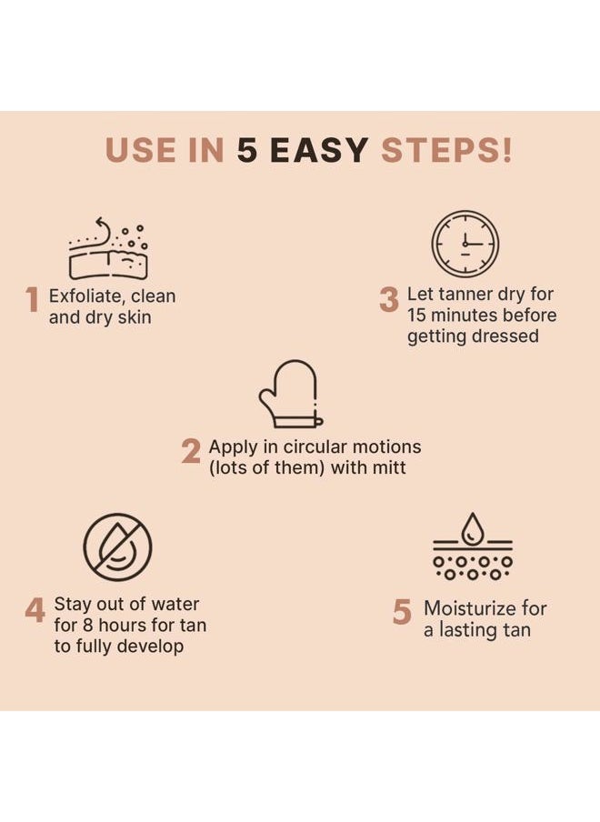 Self Tanner Mousse - USA Made with Natural & Organic Ingredients, Self Tanning Mousse for Dark Fake Tan, Sunless Tanner, Clear & Non Toxic Tanning Foam for Streak Free Finish, No Nasty Smell