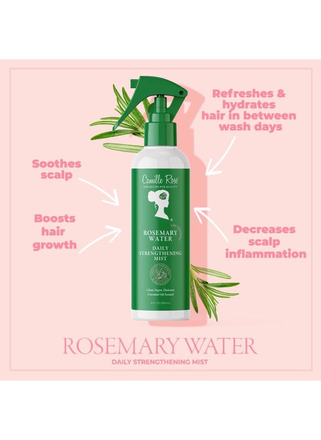 Rosemary Water Daily Strengthening Mist, with Peppermint and Rosemary Essential Oils to Strengthen Strands and Promote Hair Growth, for all Hair Types, 8 fl oz