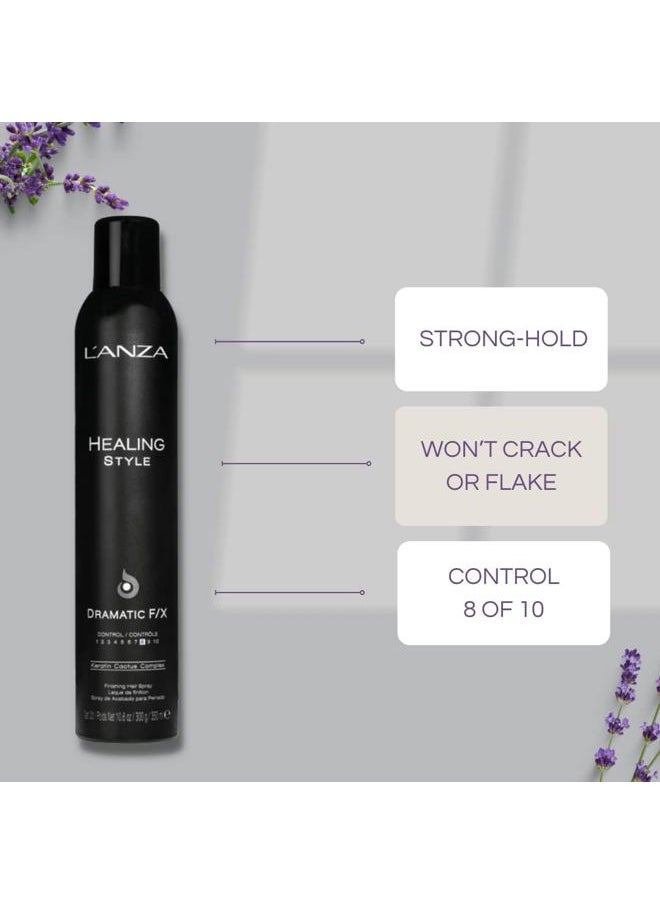 Healing Style Dramatic F/X Hair Spray, Strong Hold Hair Styling Spray, Sulfate Free Anti Humidity & Heat Protection, Keratin Complex Anti Frizz Hairspray, Vegan Hair Styling Product