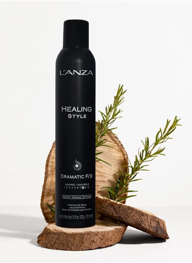 Healing Style Dramatic F/X Hair Spray, Strong Hold Hair Styling Spray, Sulfate Free Anti Humidity & Heat Protection, Keratin Complex Anti Frizz Hairspray, Vegan Hair Styling Product