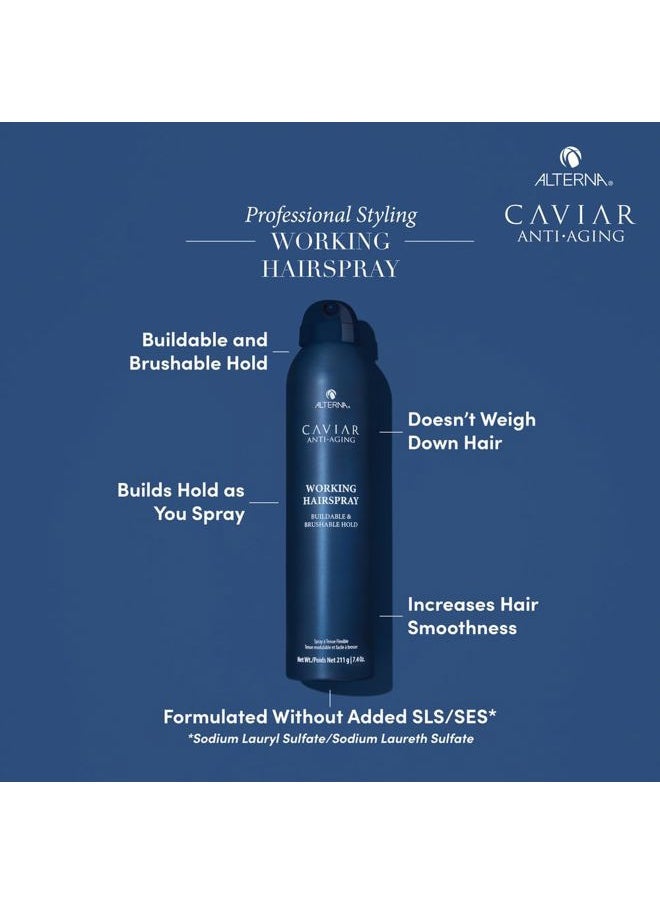 Caviar Anti-Aging Professional Styling Working Hair Spray | Ultra-dry, Brushable | Helps Control Frizz & Adds Shine | Sulfate Free | Nutmeg