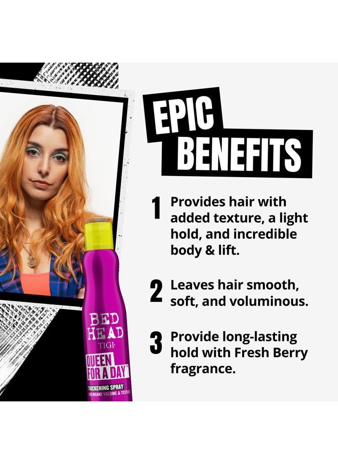 Queen for a Day Thickening Spray - For Insane Volume & Texture - For Fine Hair - Finish on Wet Hair & Blow Dry - Premium Hair Care Products for Women & Men - 10.5 oz (Pack of 5)