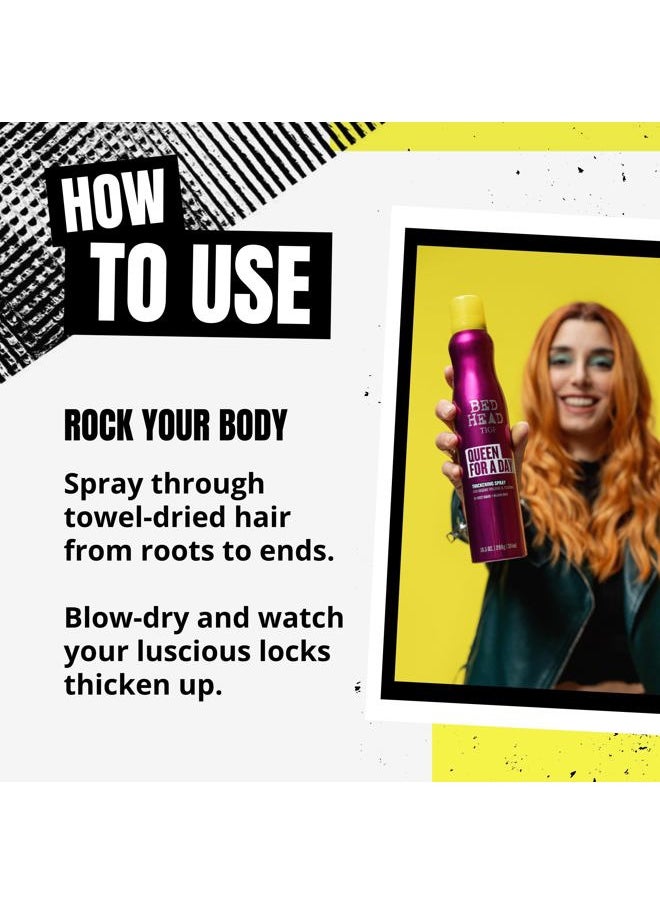 Queen for a Day Thickening Spray - For Insane Volume & Texture - For Fine Hair - Finish on Wet Hair & Blow Dry - Premium Hair Care Products for Women & Men - 10.5 oz (Pack of 5)