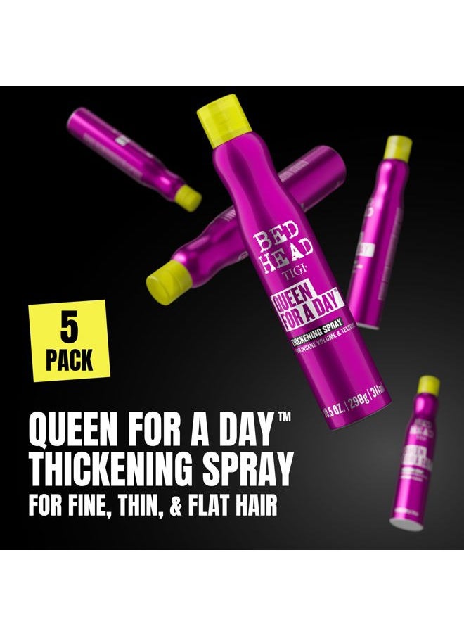 Queen for a Day Thickening Spray - For Insane Volume & Texture - For Fine Hair - Finish on Wet Hair & Blow Dry - Premium Hair Care Products for Women & Men - 10.5 oz (Pack of 5)