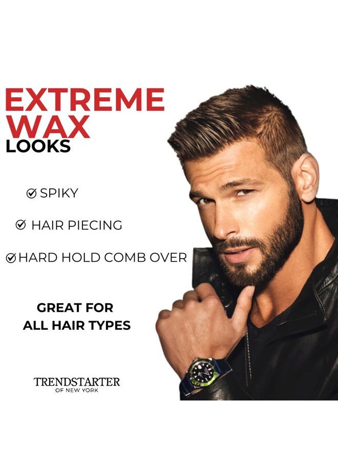 Hair Wax - Extreme, 4oz - Matte Finish - Premium Water Based Flake-Free Hair Styling Pomade for All Hair Types - All-Day Strong Hold