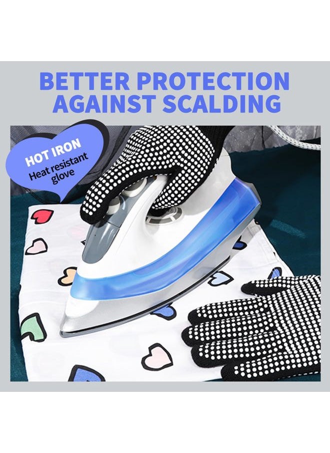 2 Pcs Heat Resistant Gloves With Silicone Bumps, Heat Resistant Gloves For Sublimation, Heat Protection Gloves For Hair Styling White