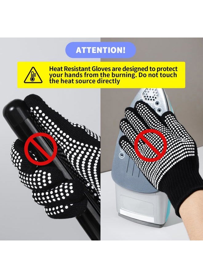 2 Pcs Heat Resistant Gloves With Silicone Bumps, Heat Resistant Gloves For Sublimation, Heat Protection Gloves For Hair Styling White