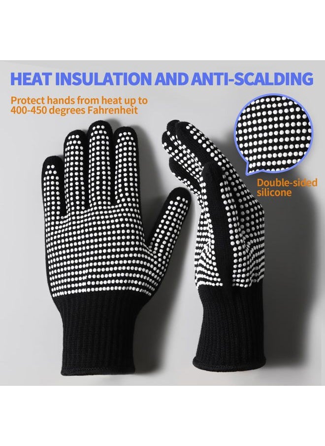 2 Pcs Heat Resistant Gloves With Silicone Bumps, Heat Resistant Gloves For Sublimation, Heat Protection Gloves For Hair Styling White