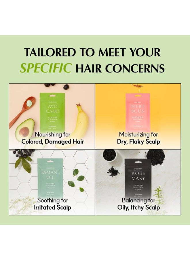 Cold Brew Rosemary Balancing Scalp Pack w/ Charcoal | Korean Hair Conditioning Mask | Deep Conditioning Hair Mask for Dry Damaged Hair | Hydrating Hair Mask Pack of 5, 1.69 Fl. Oz