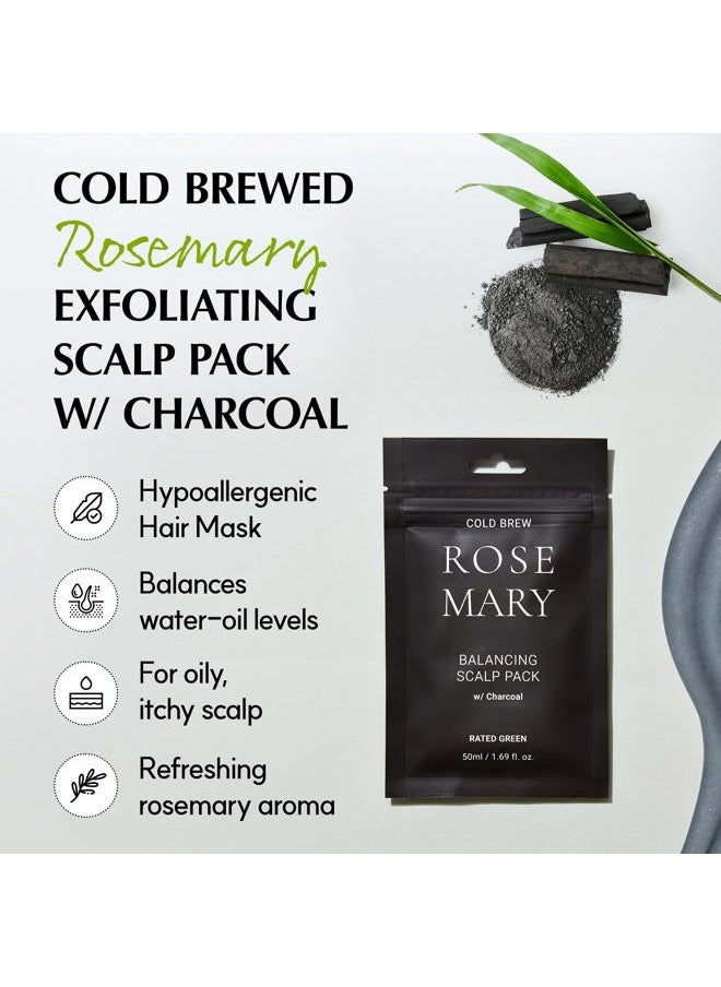 Cold Brew Rosemary Balancing Scalp Pack w/ Charcoal | Korean Hair Conditioning Mask | Deep Conditioning Hair Mask for Dry Damaged Hair | Hydrating Hair Mask Pack of 5, 1.69 Fl. Oz