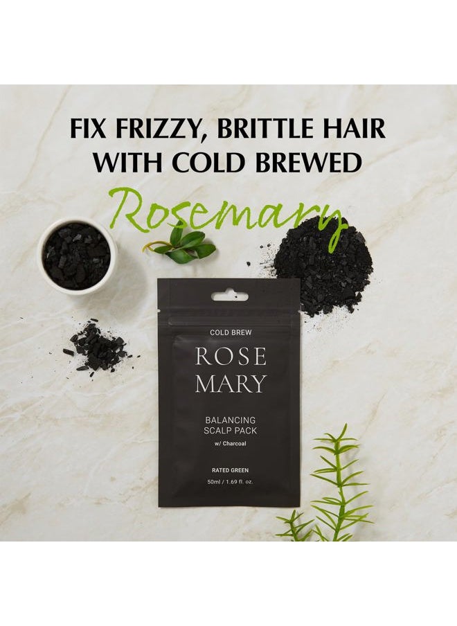 Cold Brew Rosemary Balancing Scalp Pack w/ Charcoal | Korean Hair Conditioning Mask | Deep Conditioning Hair Mask for Dry Damaged Hair | Hydrating Hair Mask Pack of 5, 1.69 Fl. Oz
