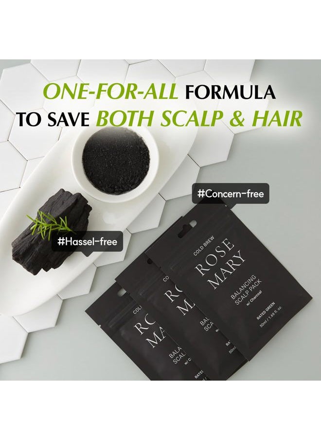 Cold Brew Rosemary Balancing Scalp Pack w/ Charcoal | Korean Hair Conditioning Mask | Deep Conditioning Hair Mask for Dry Damaged Hair | Hydrating Hair Mask Pack of 5, 1.69 Fl. Oz