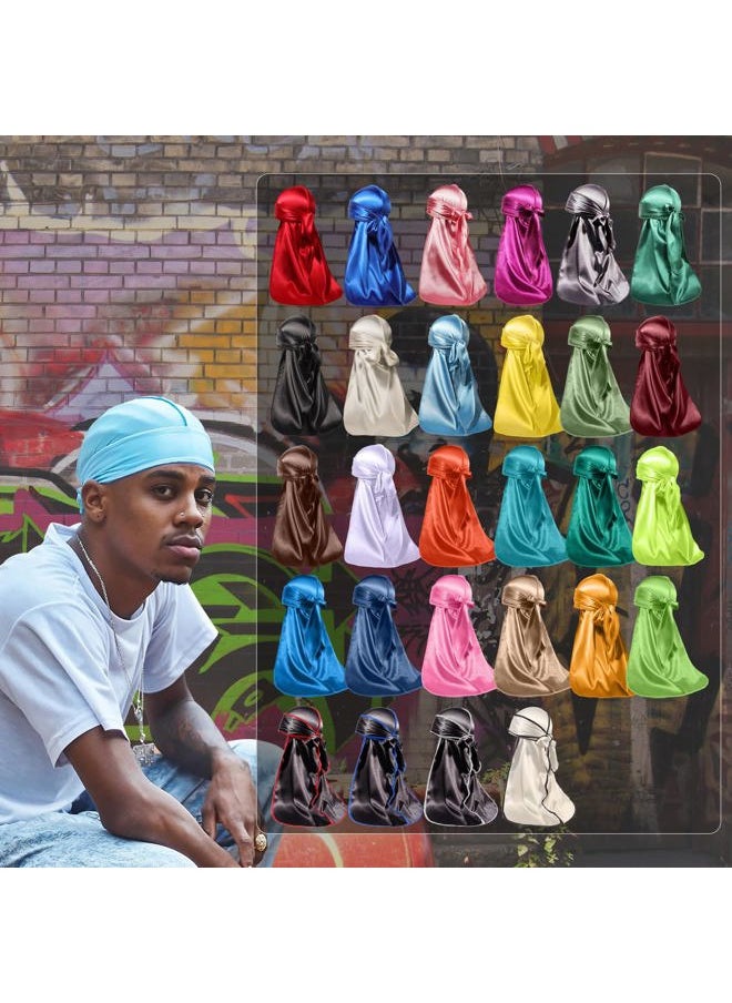 Silky Durag for Men Wave Cap Satin Dorag for Men Women 360 Wave (SBlue)