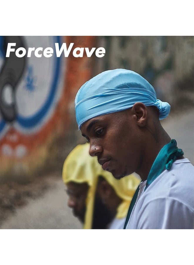 Silky Durag for Men Wave Cap Satin Dorag for Men Women 360 Wave (SBlue)
