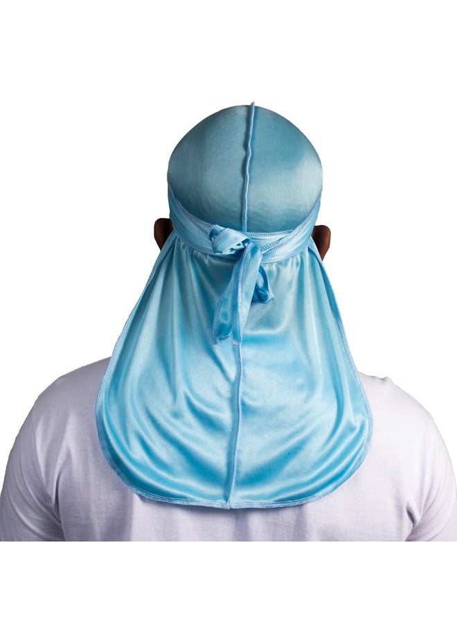 Silky Durag for Men Wave Cap Satin Dorag for Men Women 360 Wave (SBlue)