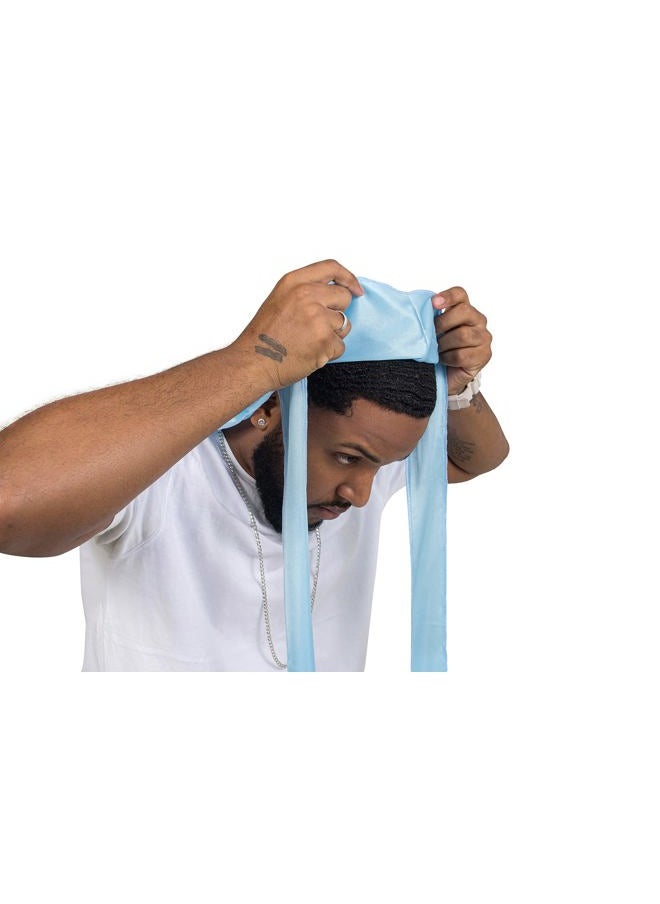 Silky Durag for Men Wave Cap Satin Dorag for Men Women 360 Wave (SBlue)