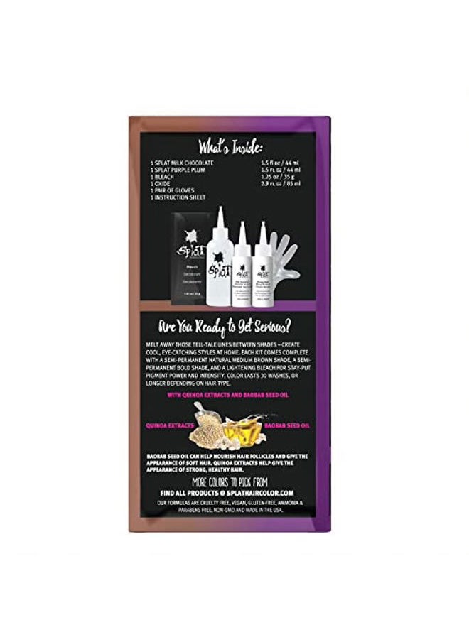 SPLAT MELTS COMPLETE KIT WITH BLEACH AND 2 SEMI-PERMANENT HAIR COLORS (Mixed Berries & Milk Chocolate)